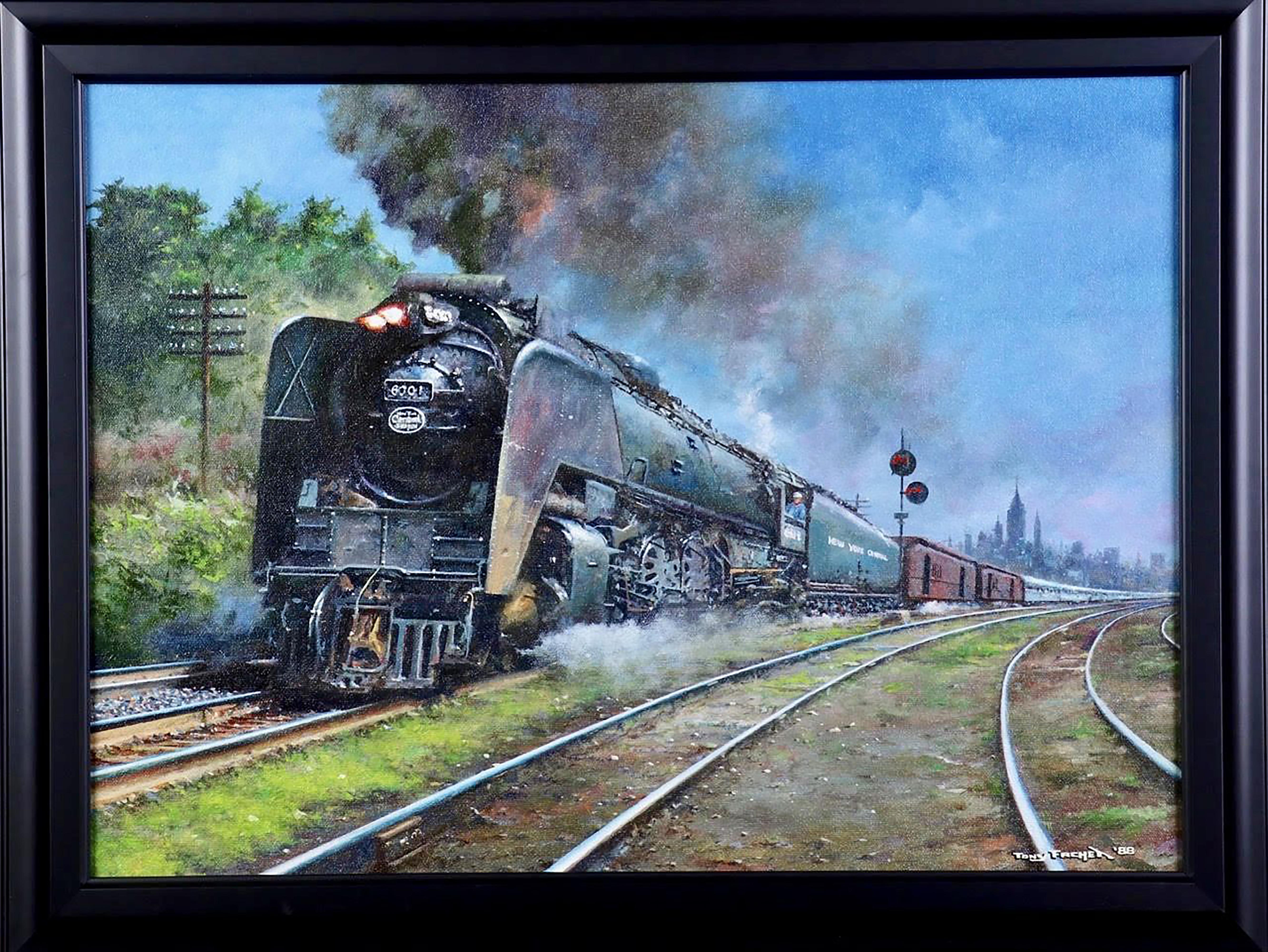 Train New York Central, peinture ferroviaire - Painting de Tony Fachet