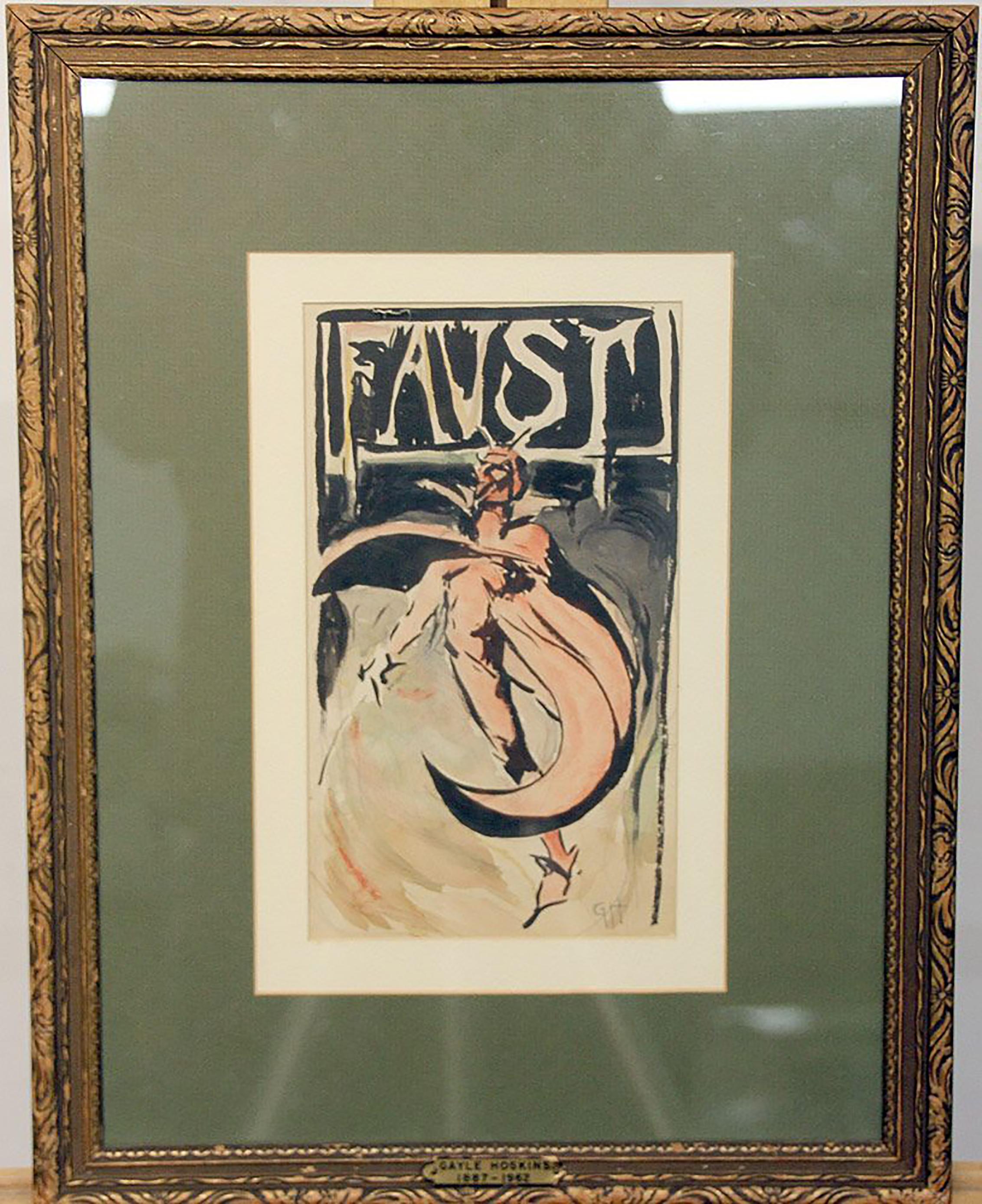 Faust Faust-Spielbrettdecke (Beige), Figurative Art, von Gayle Porter Hoskins