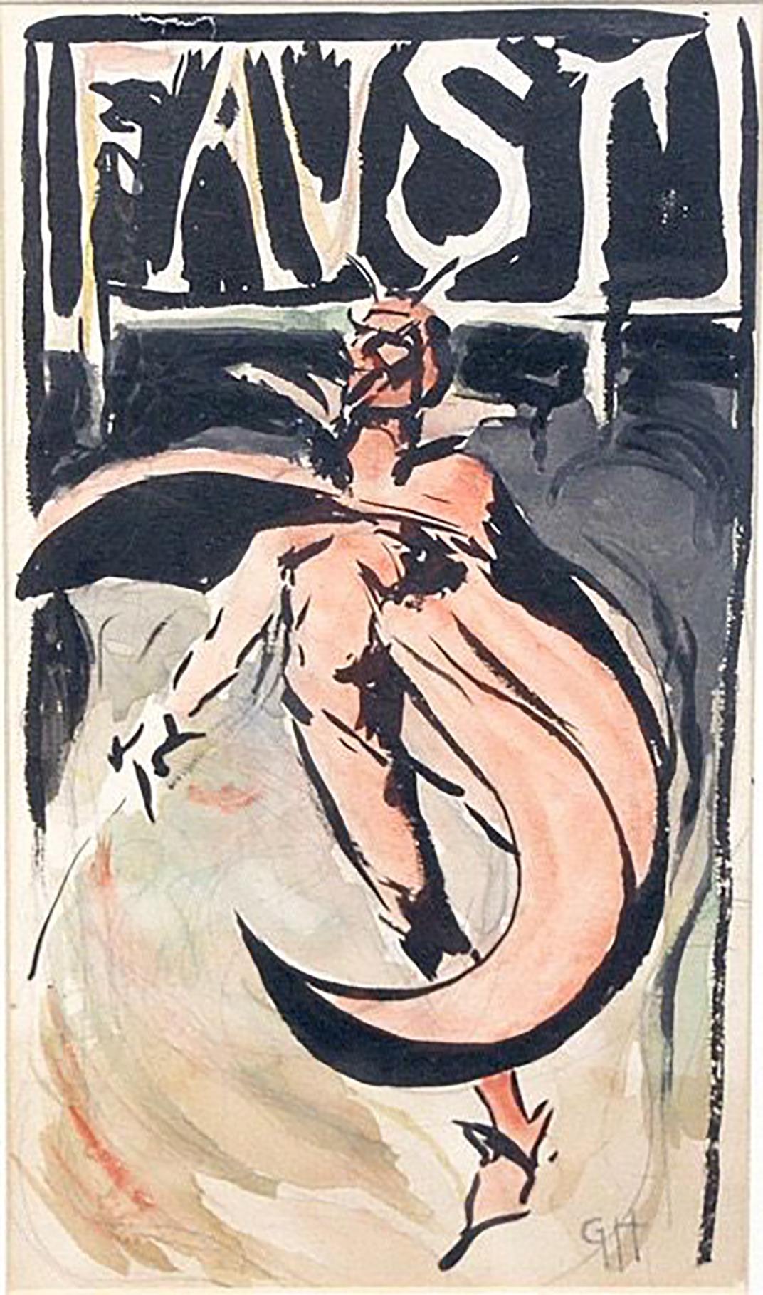 Gayle Porter Hoskins Figurative Art - Faust Playbill Cover