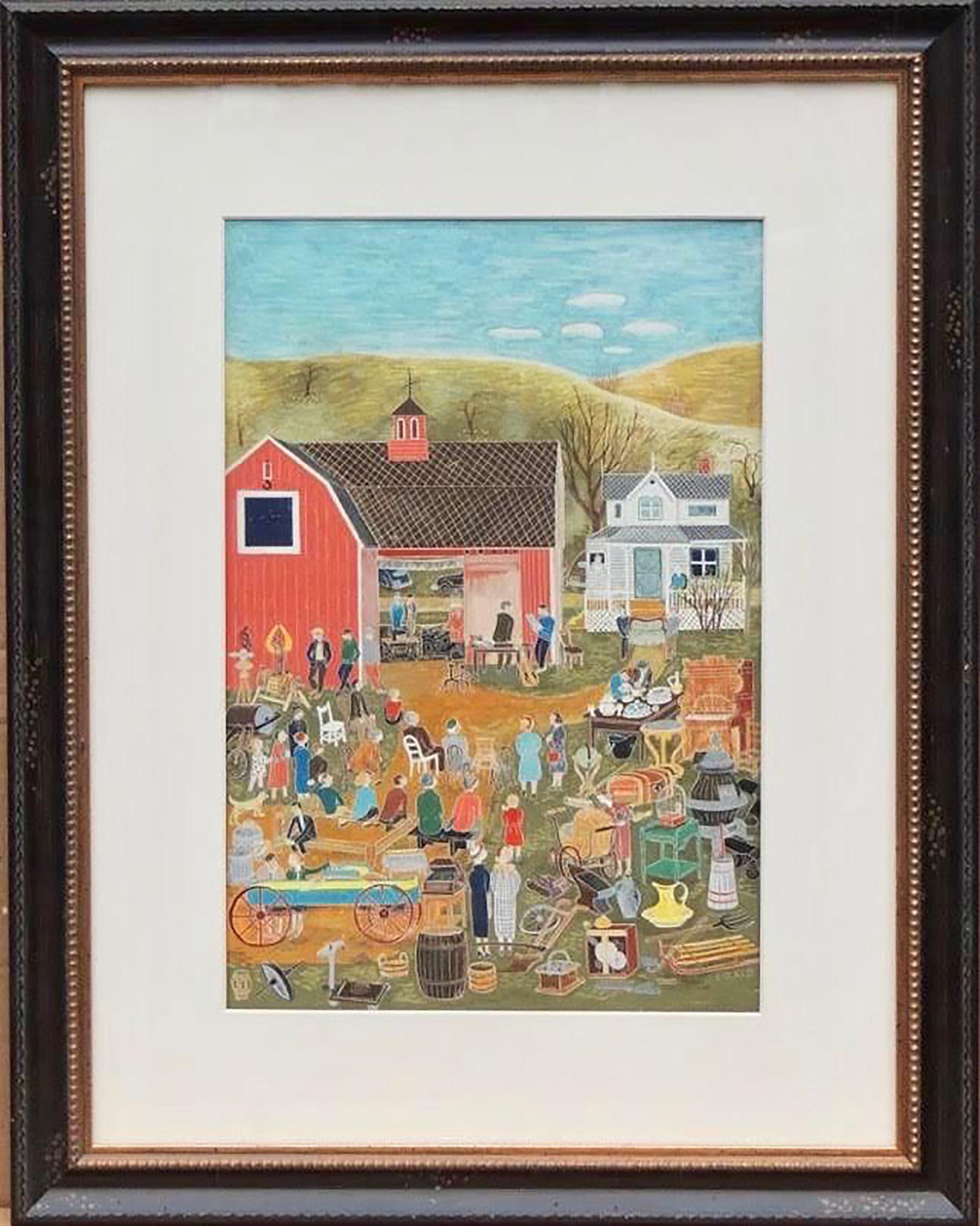 Country Auction, The New Yorker Magazine Cover - Painting by Ilonka Karasz