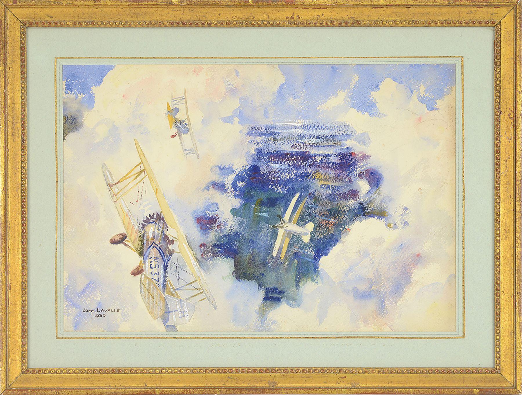 Biplanes In Flight - Art by John Lavalle