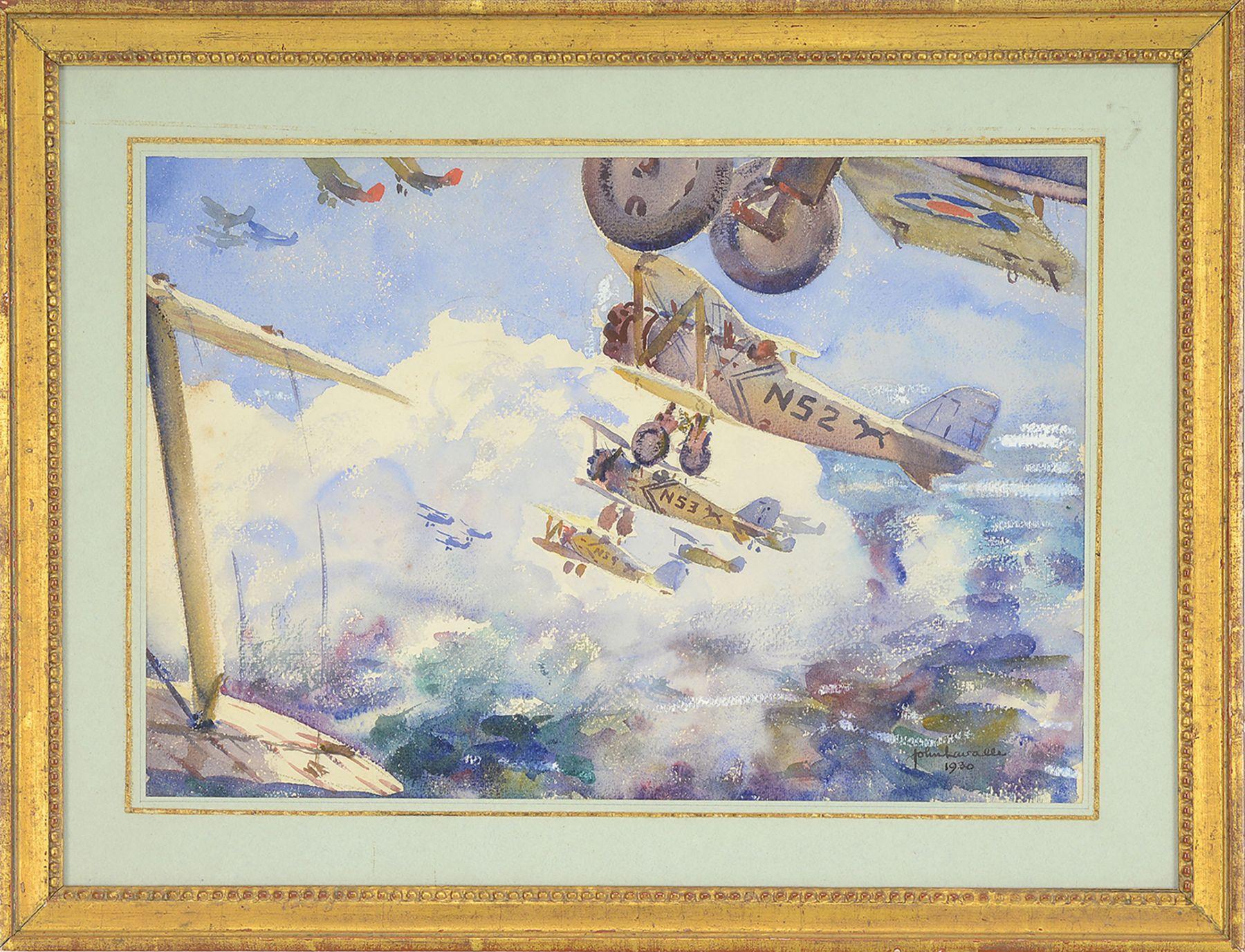 Biplanes In Flight - Art by John Lavalle