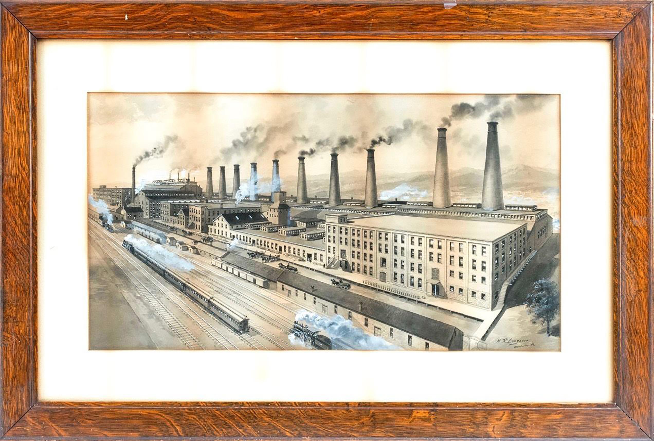 View of Steel Mill - Art by M. R. Longacre