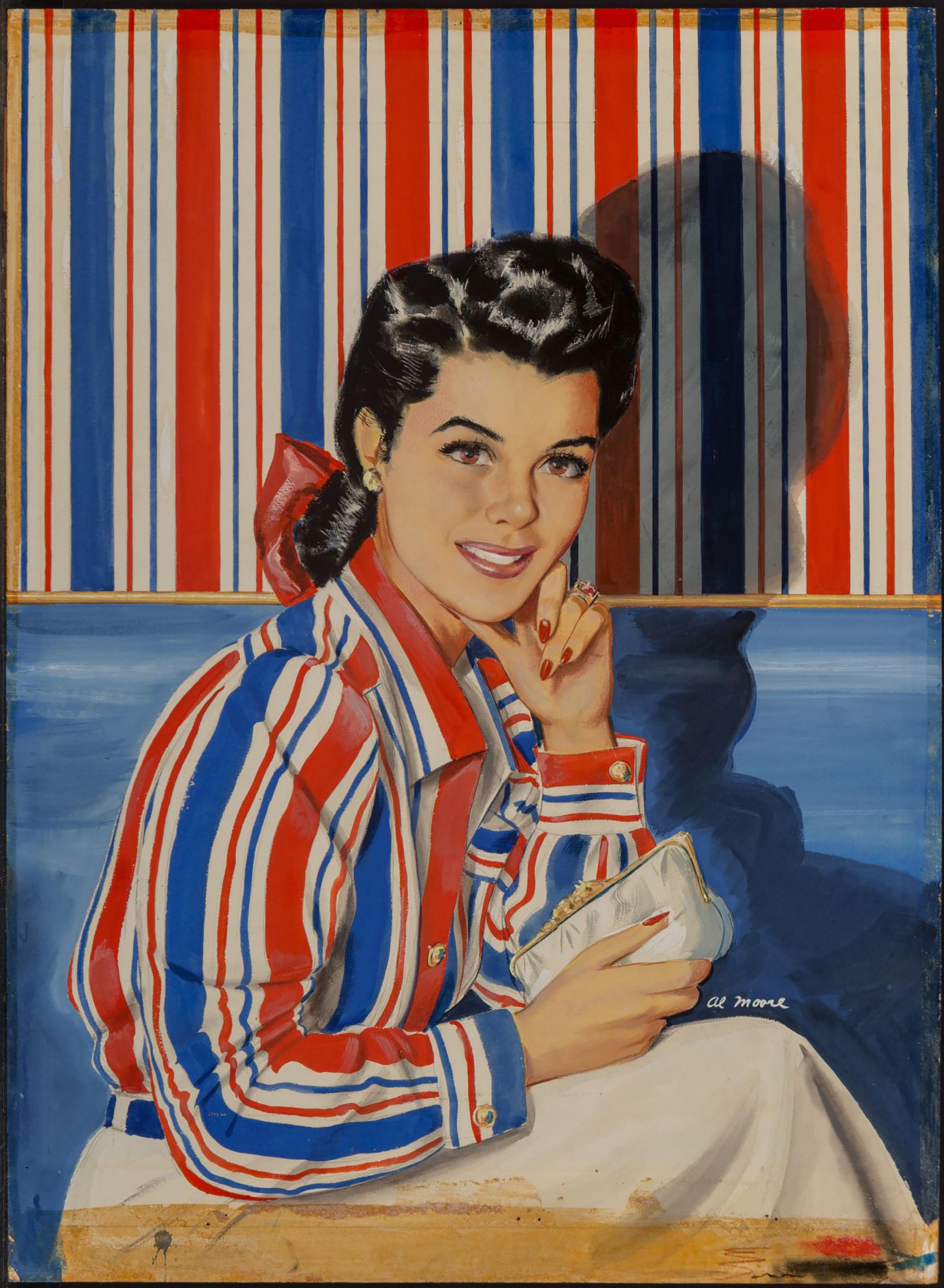 Wallpaper-Bluse, Saturday Evevning Post-Cover, Oktober 1941 (Grau), Figurative Painting, von Al Moore