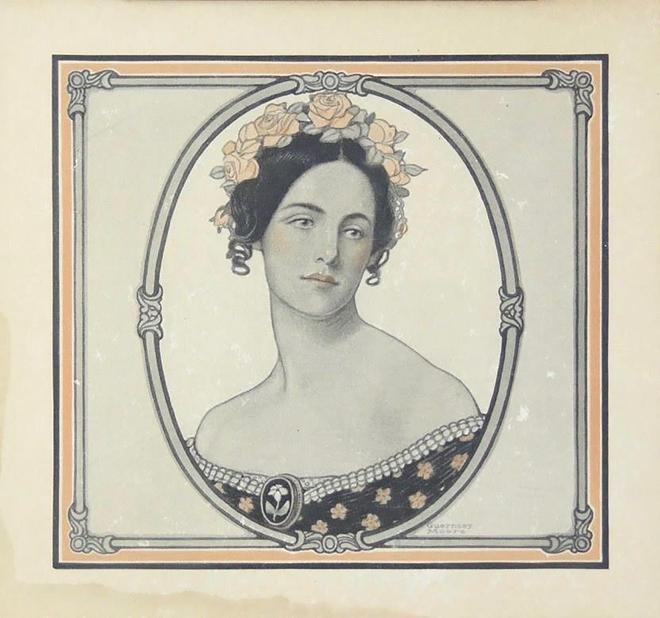 Portrait of a Woman, Saturday Evening Post Cover, March 1907 - Art by Guernsey Moore