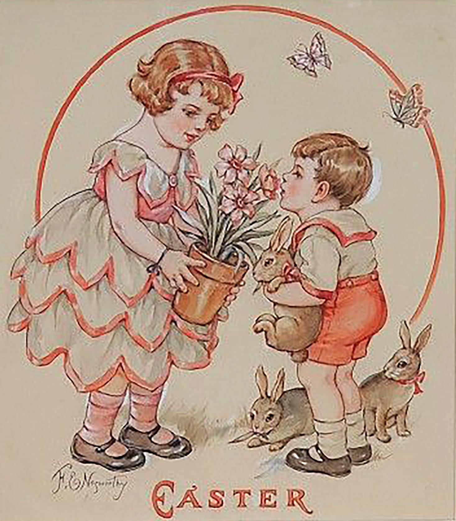 Florence E. Nosworthy Figurative Art - Easter Illustration