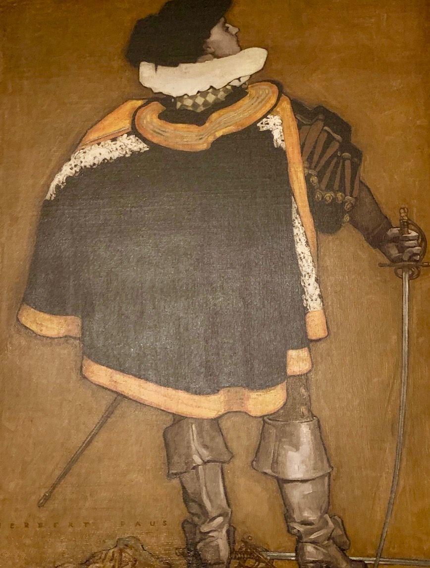 Herbert Andrew Paus Figurative Painting - Cavalier Man with Sword