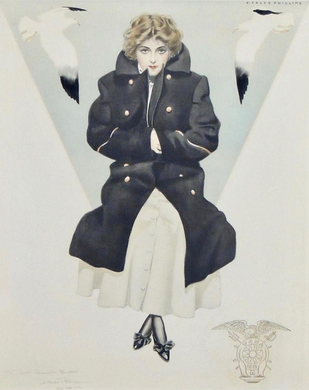 Clarence Coles Phillips Figurative Art – „The Midshipmite“ USNA (United States Naval Academy) Frau