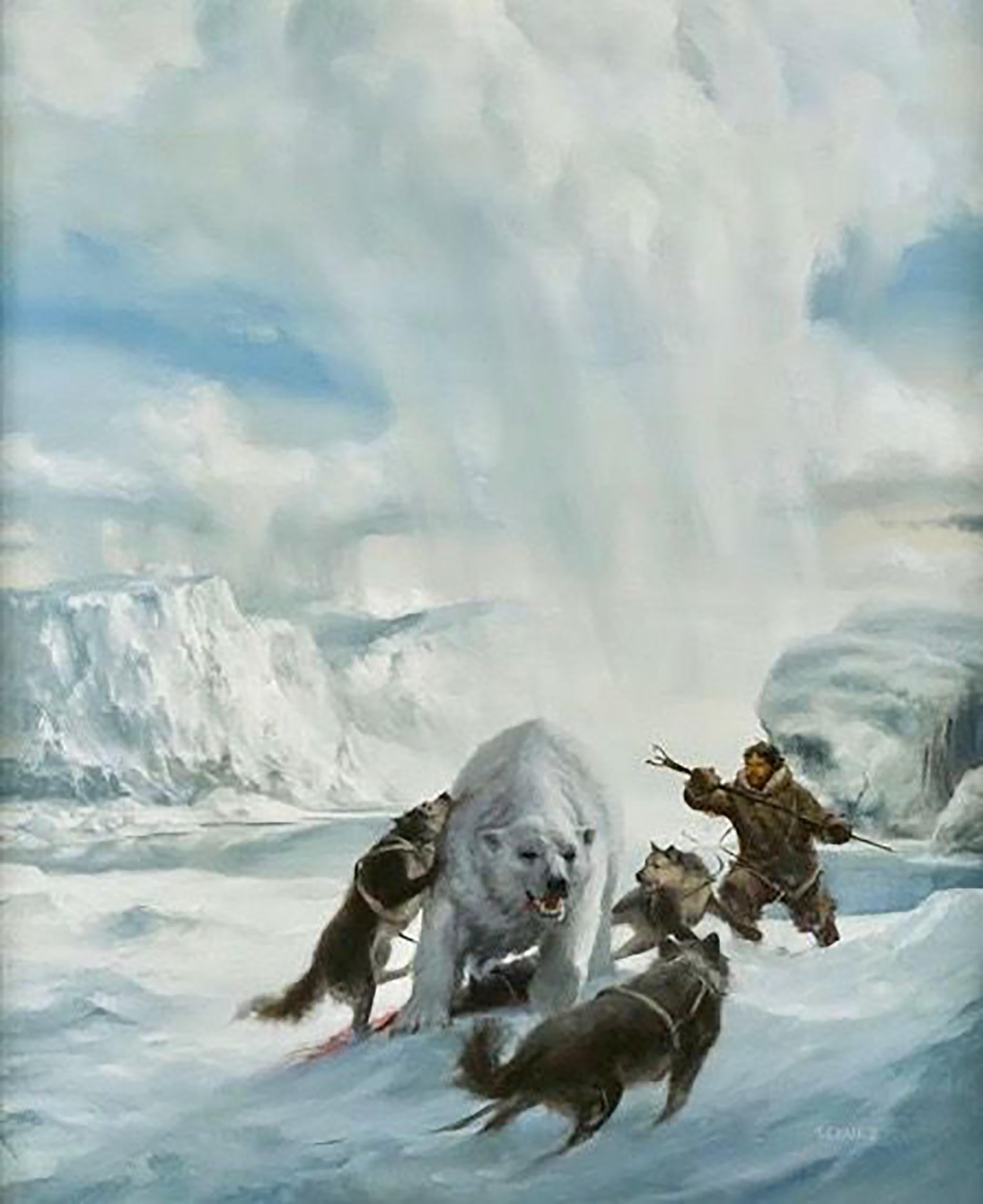 Robert Schulz Animal Painting – Polarbär und Antarktis-Jäger