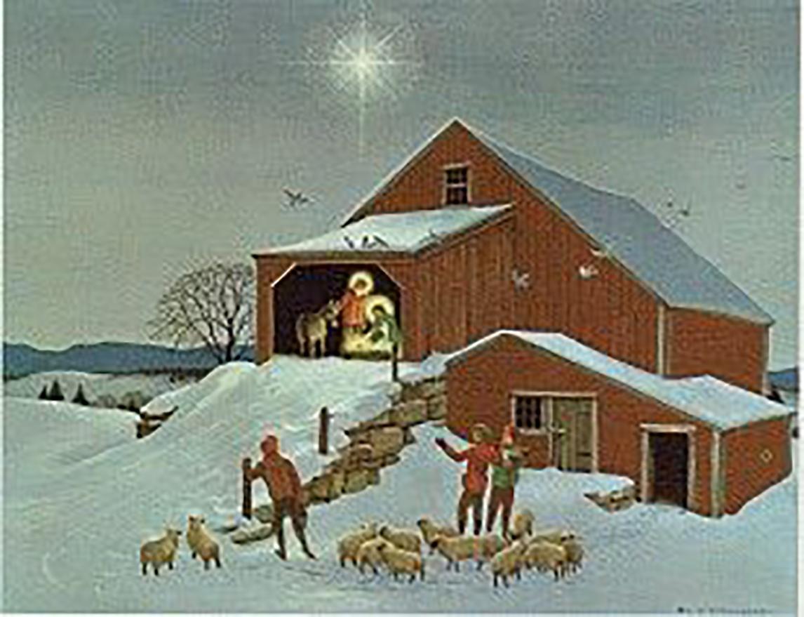 Charlotte Sternberg Landscape Painting - Holy Family in Barn