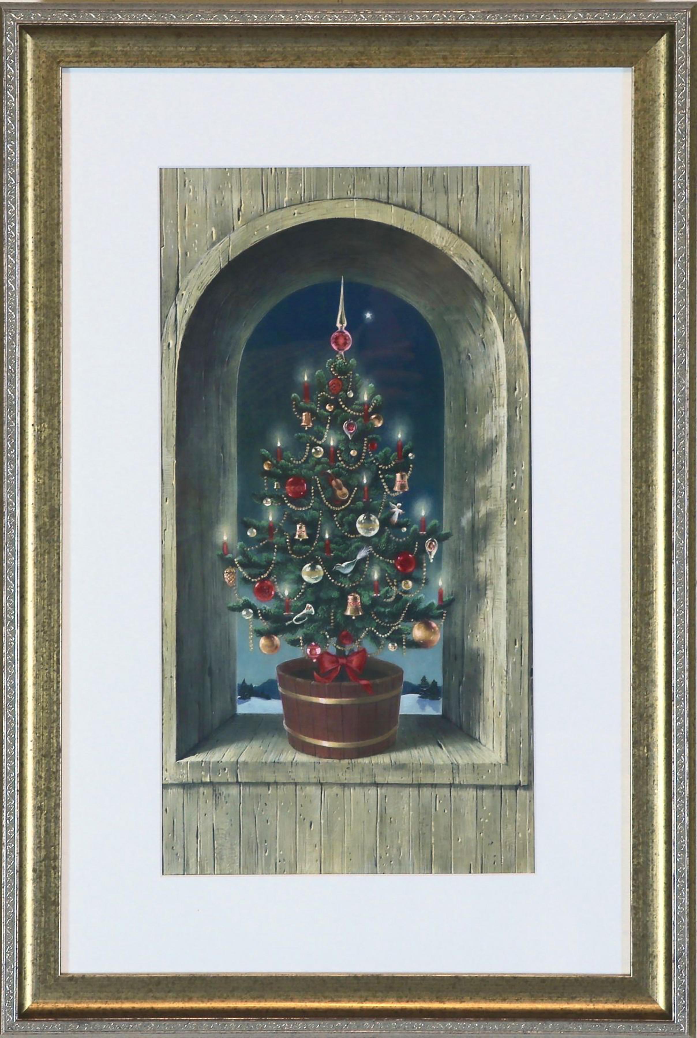 Tree in Weathered Niche - Painting by Charlotte Sternberg