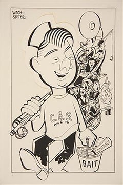 Caricature of Arthur Godfrey as a Talent Fisherman for CBS
