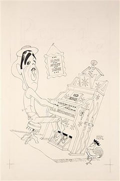 Caricature of Tennessee Ernie Ford at a Pump Organ