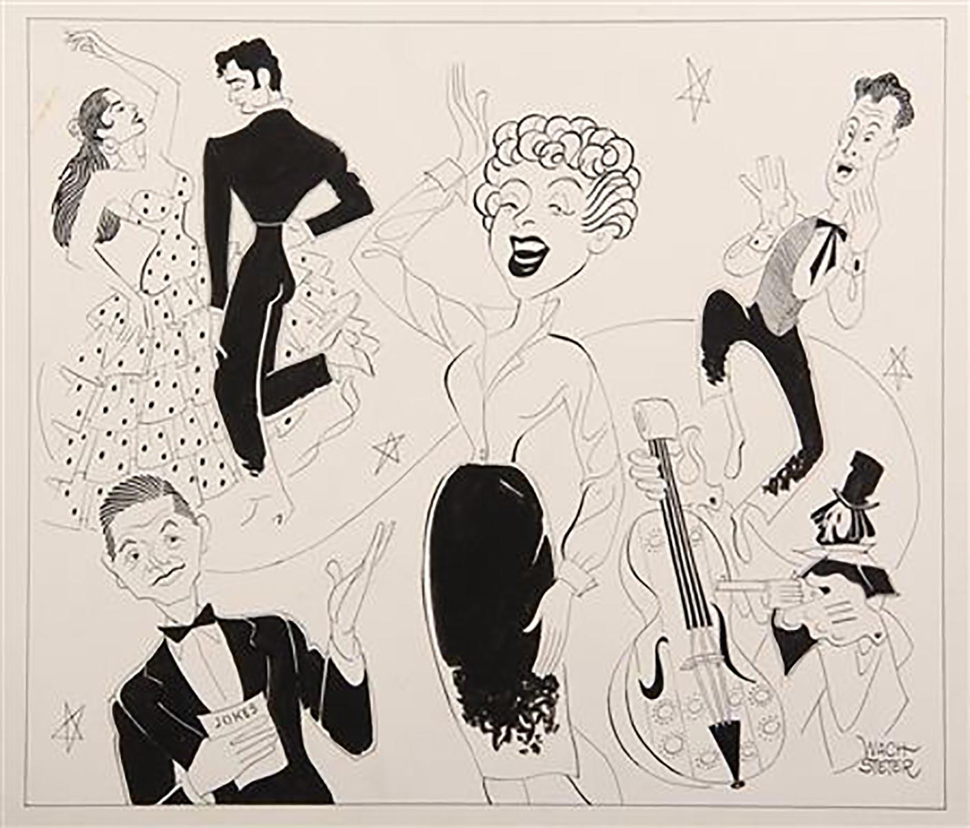 George Wachsteter Figurative Art - 1958 Broadway Musical Revue, "International Soiree"