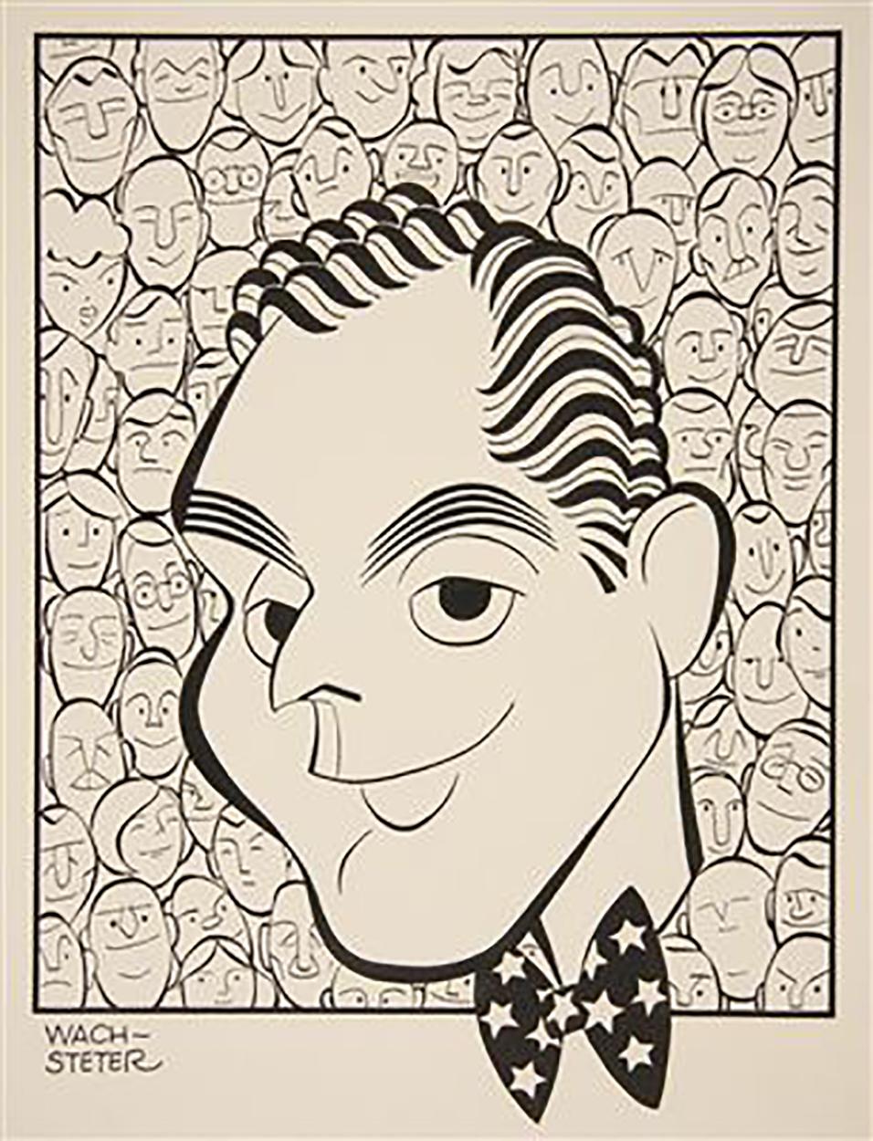 George Wachsteter Figurative Art - Caricature for NBC-TV Host Dan Seymour, for September 1951, "We the People"