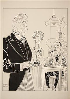 Caricature-Propaganda für das Broadway-Spiel „The Gang's All Here“ von 1959