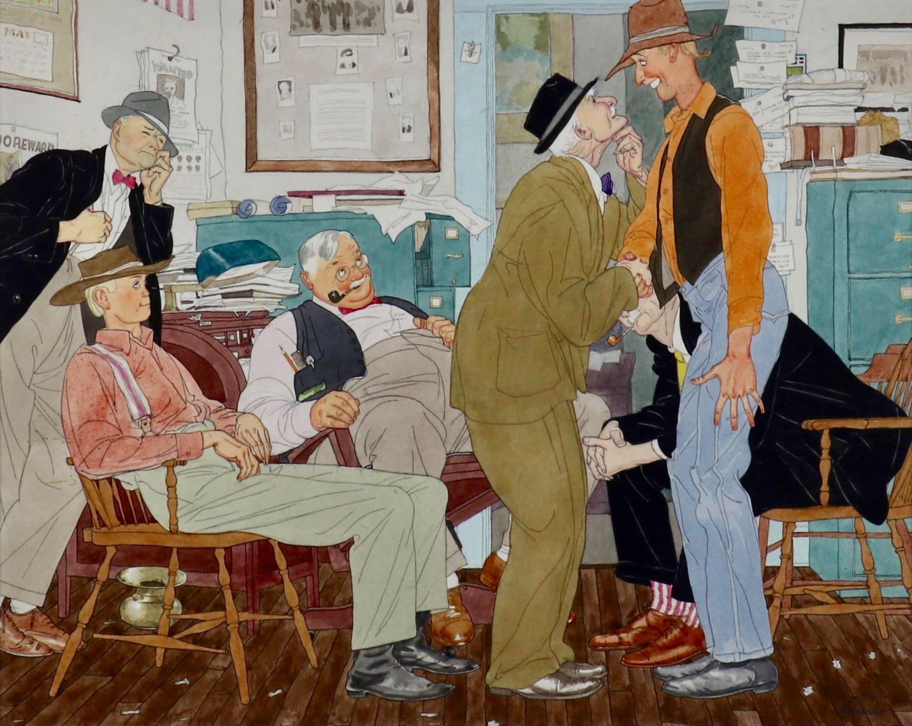 Harry Beckhoff Interior Art - Men in Newspaper Office