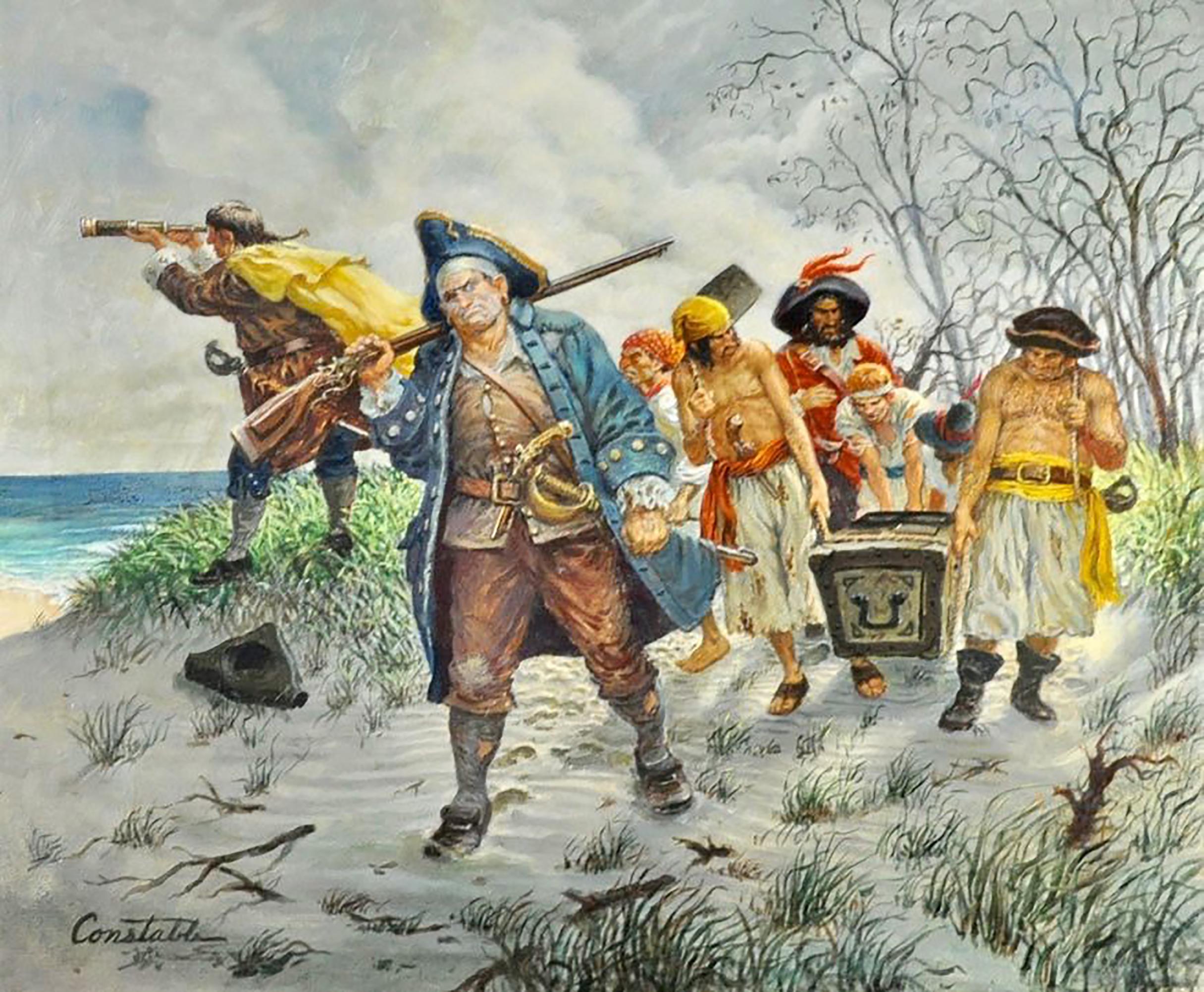 Constable Figurative Painting - Pirates with Treasure