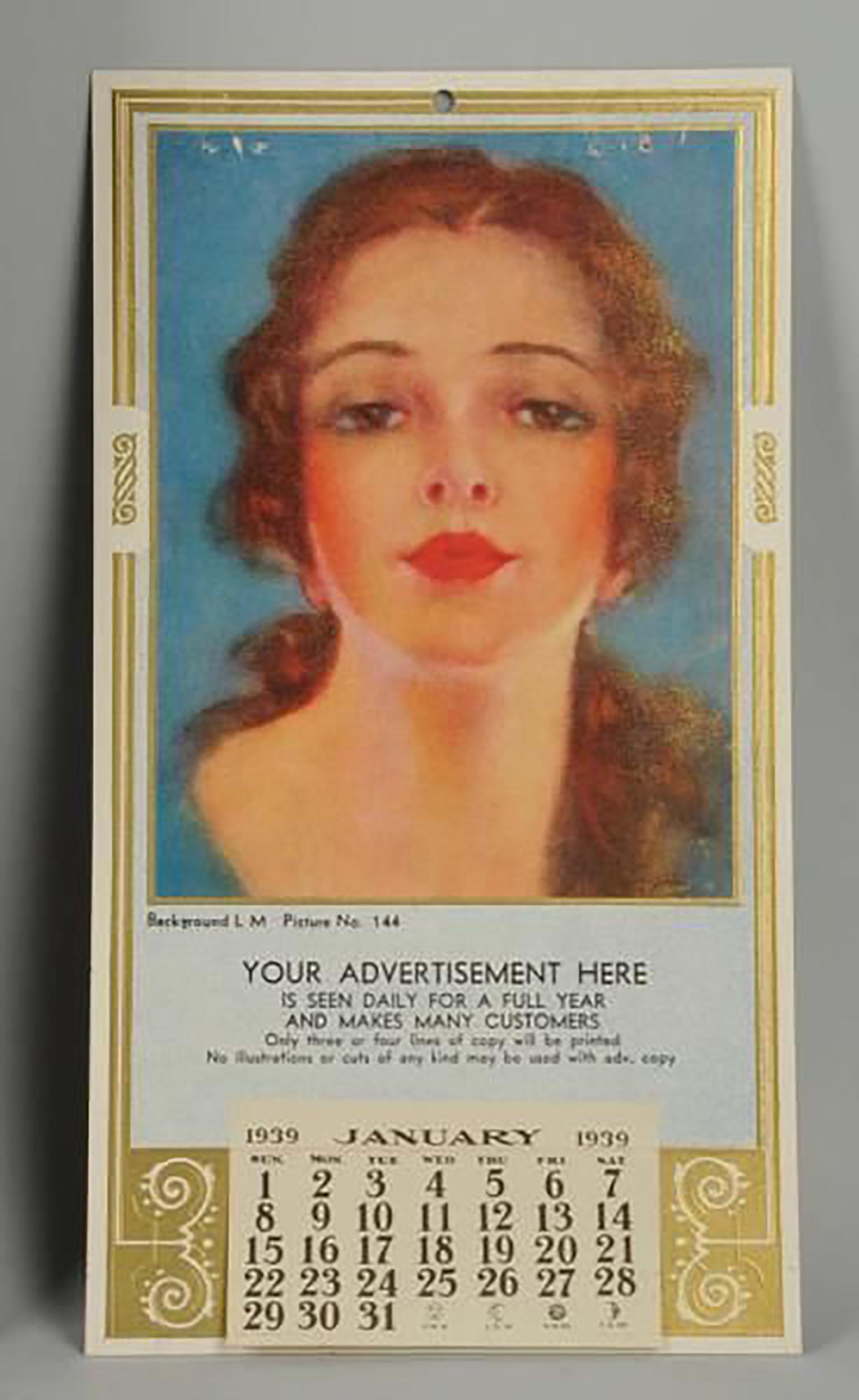 Kalender- Illustration „Miss Personality“ (Blau), Portrait, von Frederick Alexander Duncan