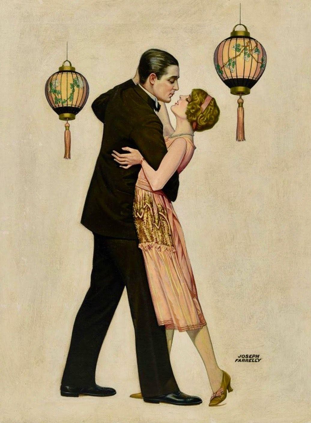 Joseph Farrely Figurative Painting -  Couple Dancing, Liberty Magazine Cover, 1925