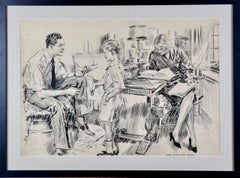 Man Showing Young Boy a Toy Boat