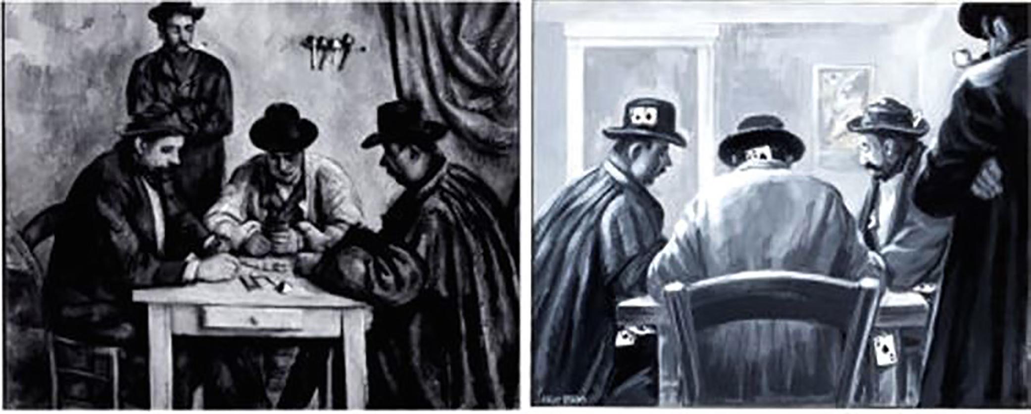 Figurative Painting Frank Kelly Freas - Toile Confidential Paul Czanne « Card Players » ( Joueurs de cartes) Art original