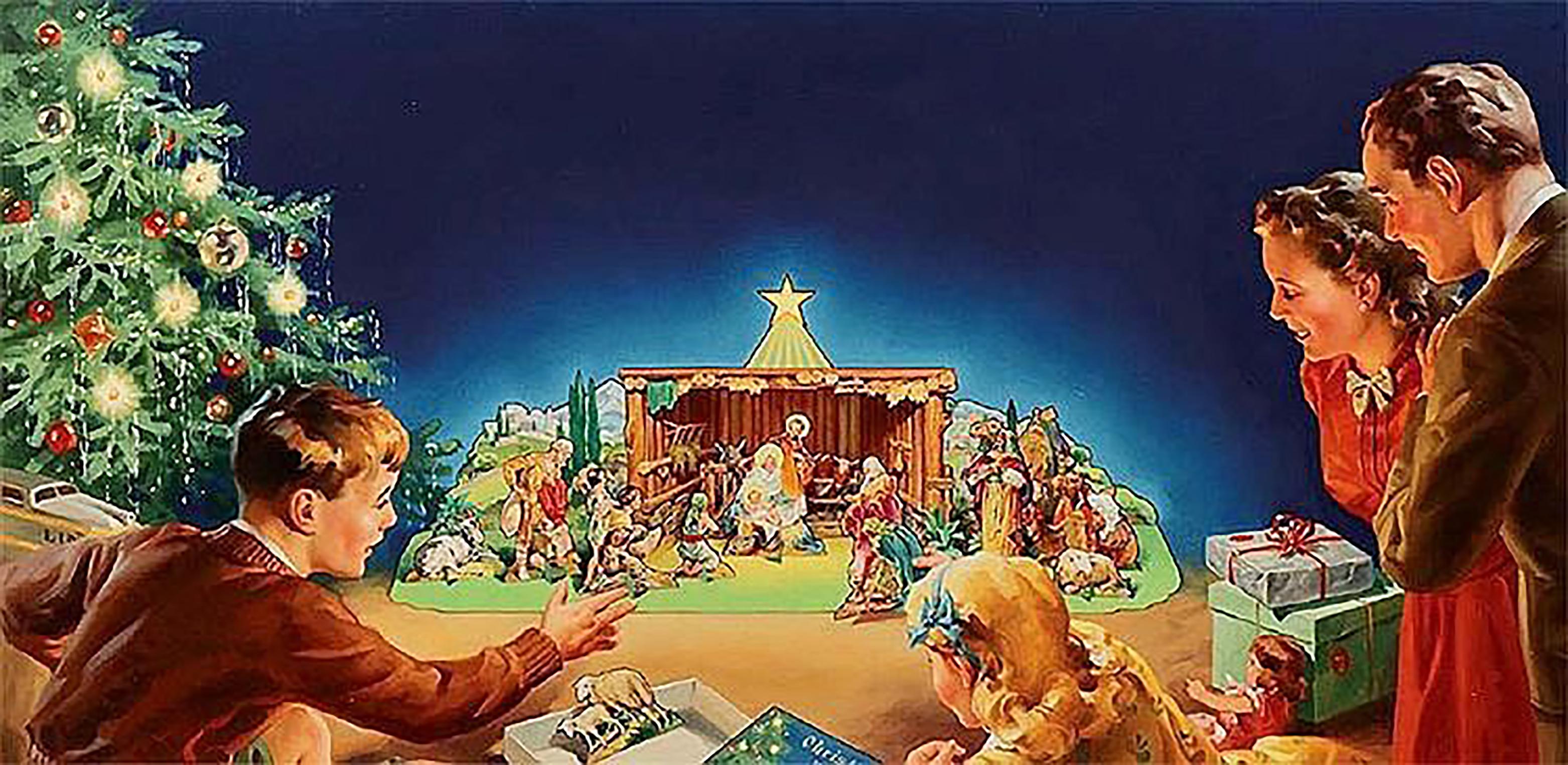 Figurative Painting di George Hinke - Set di presepi di Natale - Un'illustrazione di prodotto