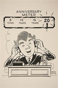 Vintage Caricature for NYC Radio Host, Arthur Godfrey, with "Anniversary Meter"