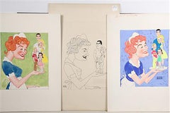 Drei Versionen der Karikaturen von Shirley Booth als NBCs „Hazel“