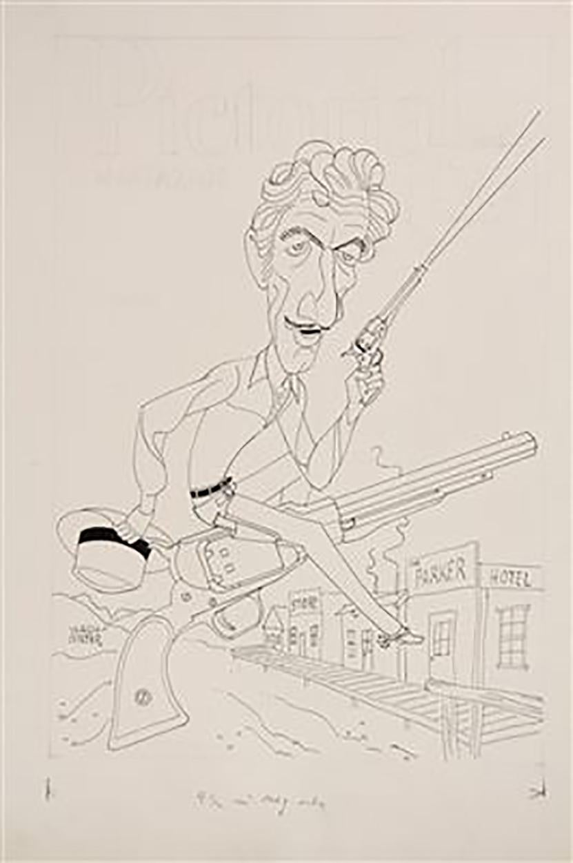 George Wachsteter Figurative Art – Klassische Karikatur von Richard Boone als Paladin