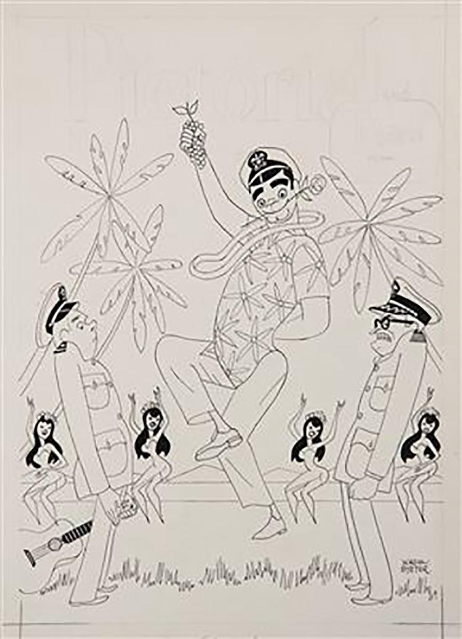George Wachsteter Figurative Art - Caricature for 1962-1966 CBS-TV WWII South Pacific Comedy, "McHale's Navy"
