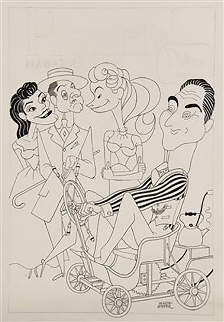 George Wachsteter Figurative Art - "Holiday on Wheels" with Sid Caesar