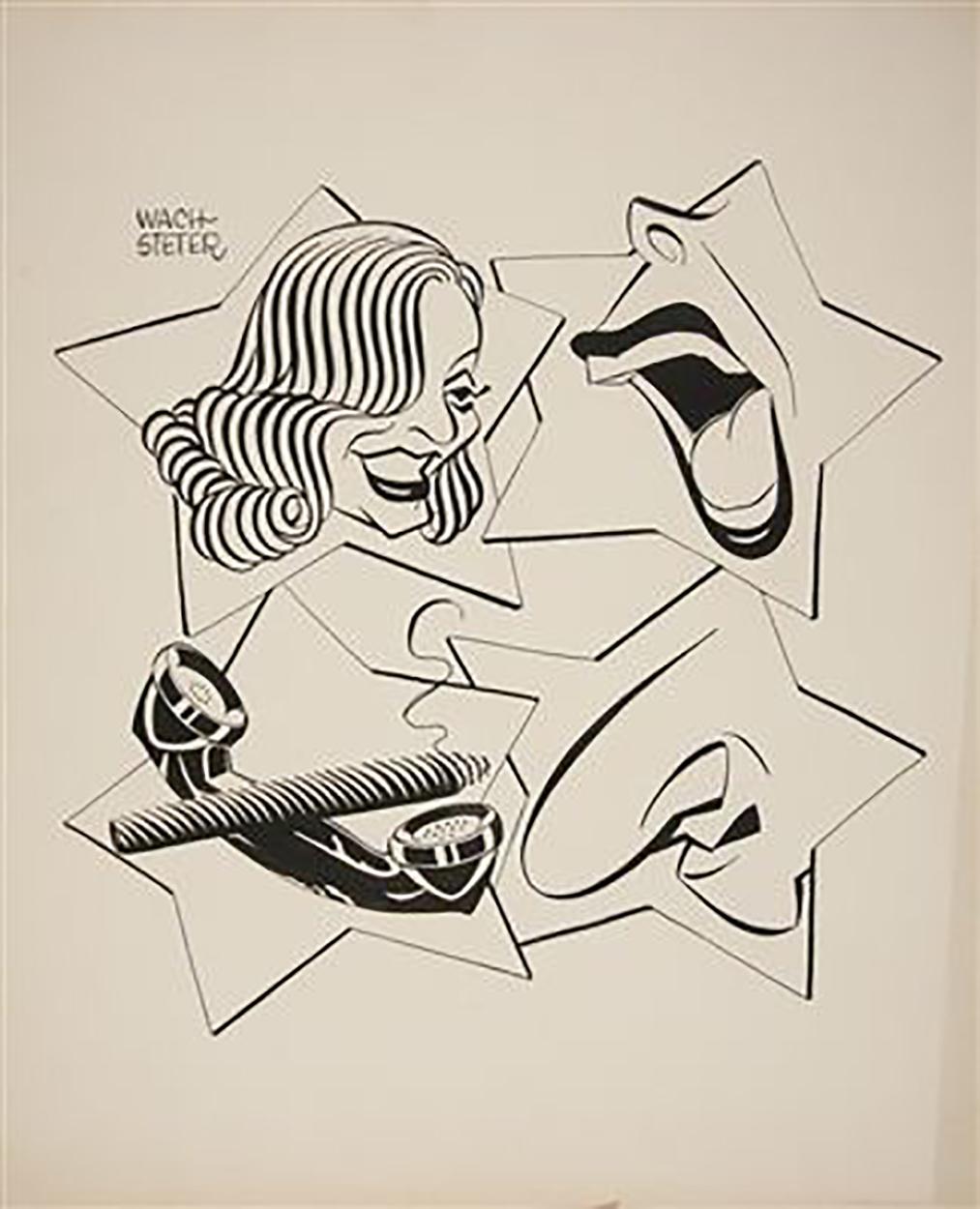 Figurative Art di George Wachsteter - Caricatura per la stagione di trasmissione 1952-53 della "All-Star Revue".