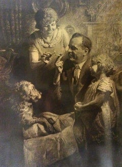 Father Smoking a Cigarette Surrounded by Family