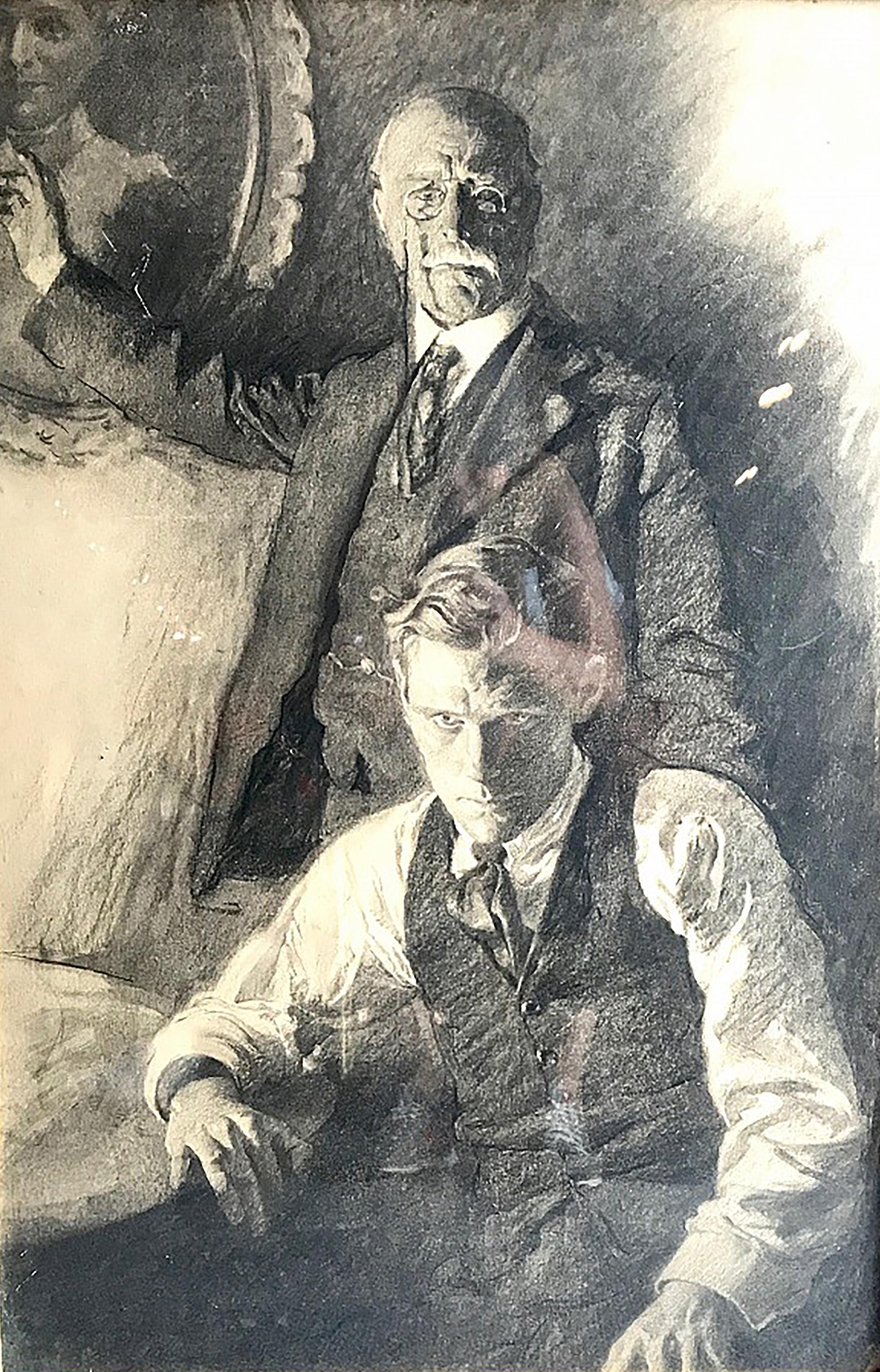 Leone M. Bracker Figurative Art - Man and his Father, 1916