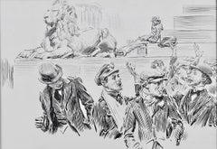 Vintage Street Scene with Lion