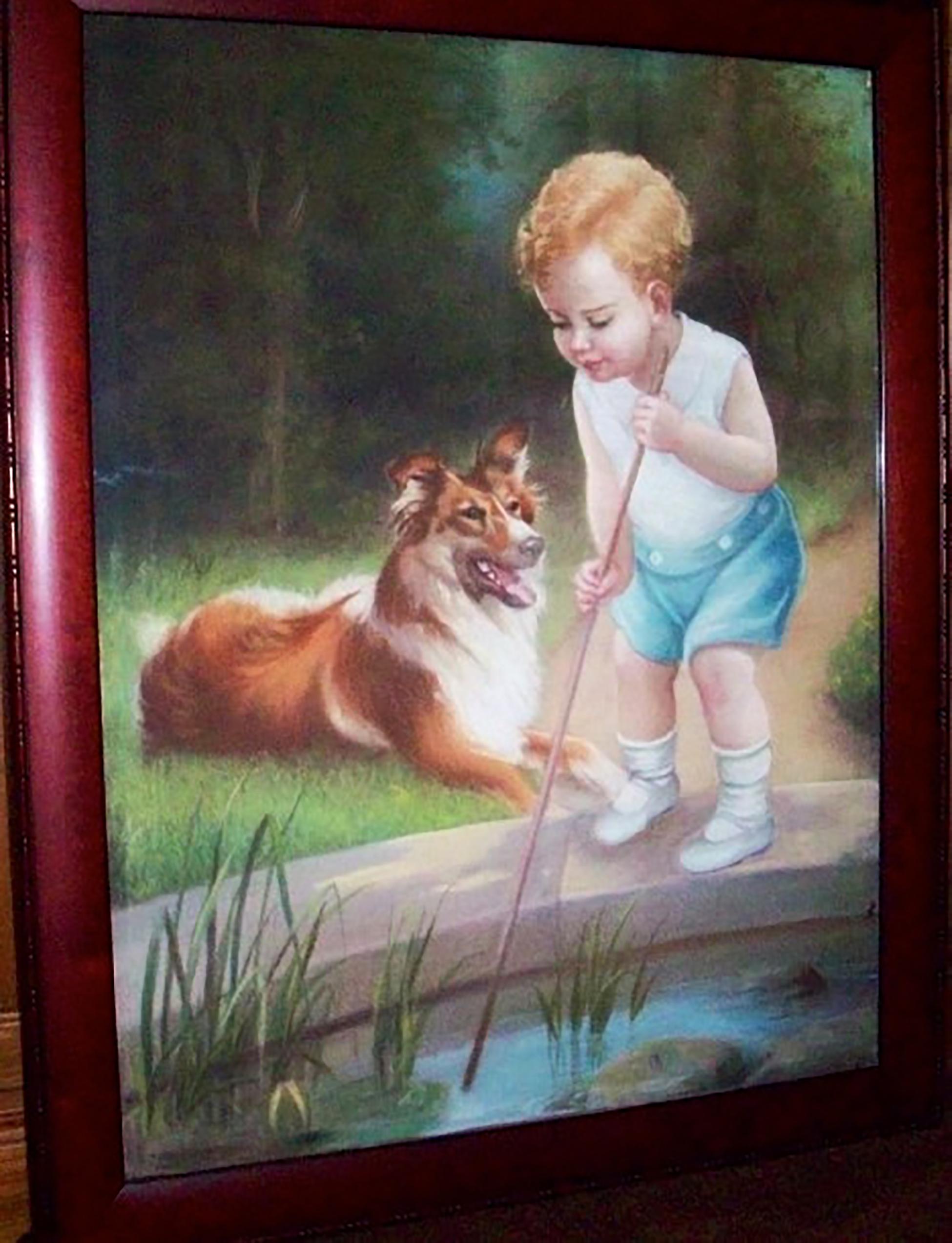 Ragazzo e Collie - Painting di Ben Hiebel