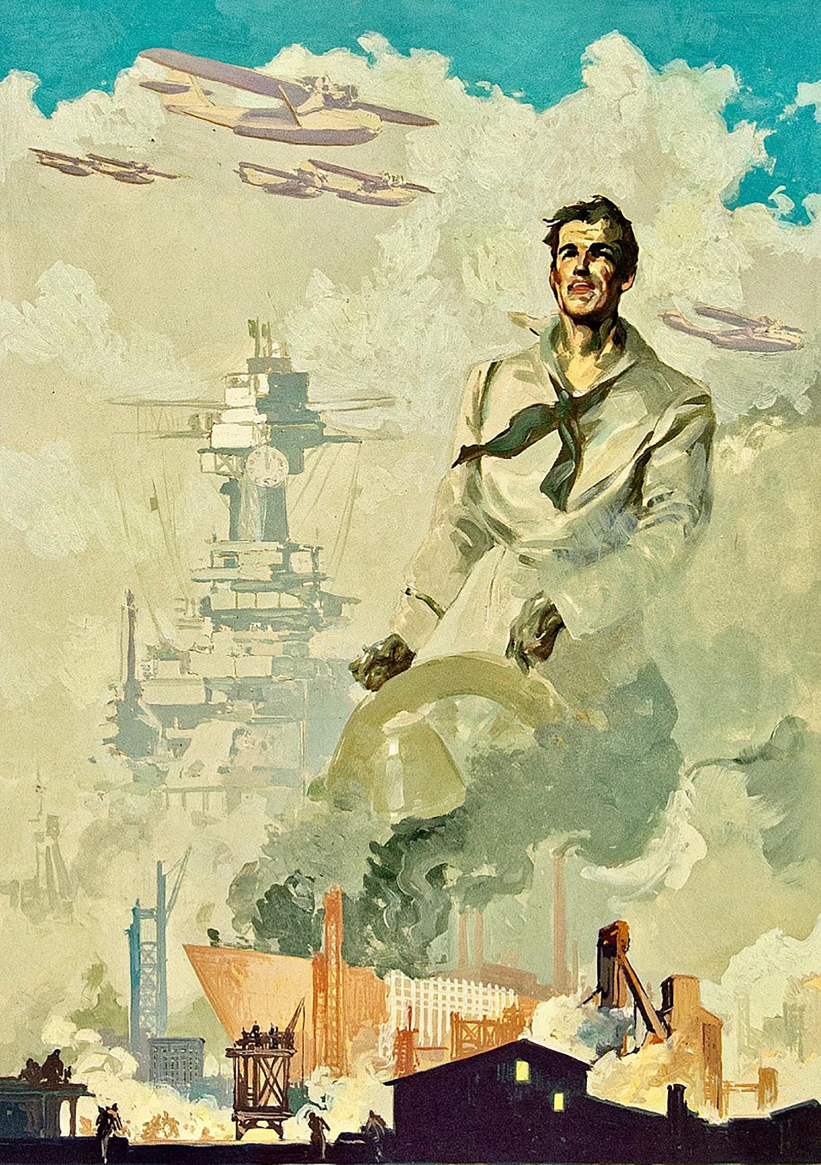 Figurative Painting di Ralph Iligan - La difesa sul mare inizia a riva