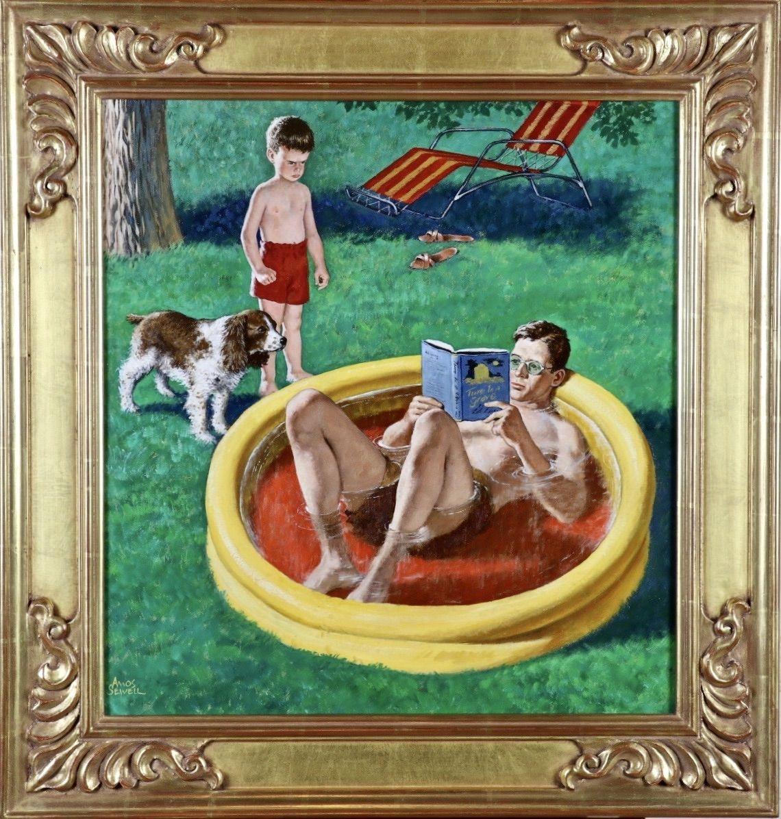Wading Pool, Saturday Evening Post Cover - Art by Amos Sewell