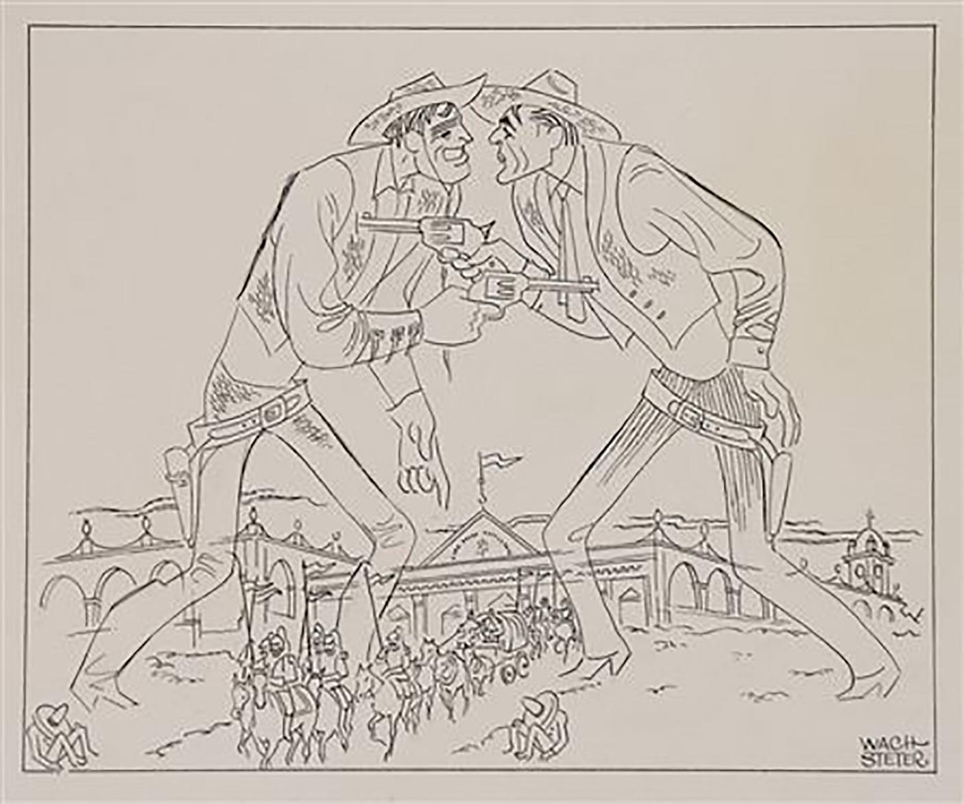 George Wachsteter Figurative Art - Caricature for Motion Picture, "Vera Cruz, " 1954
