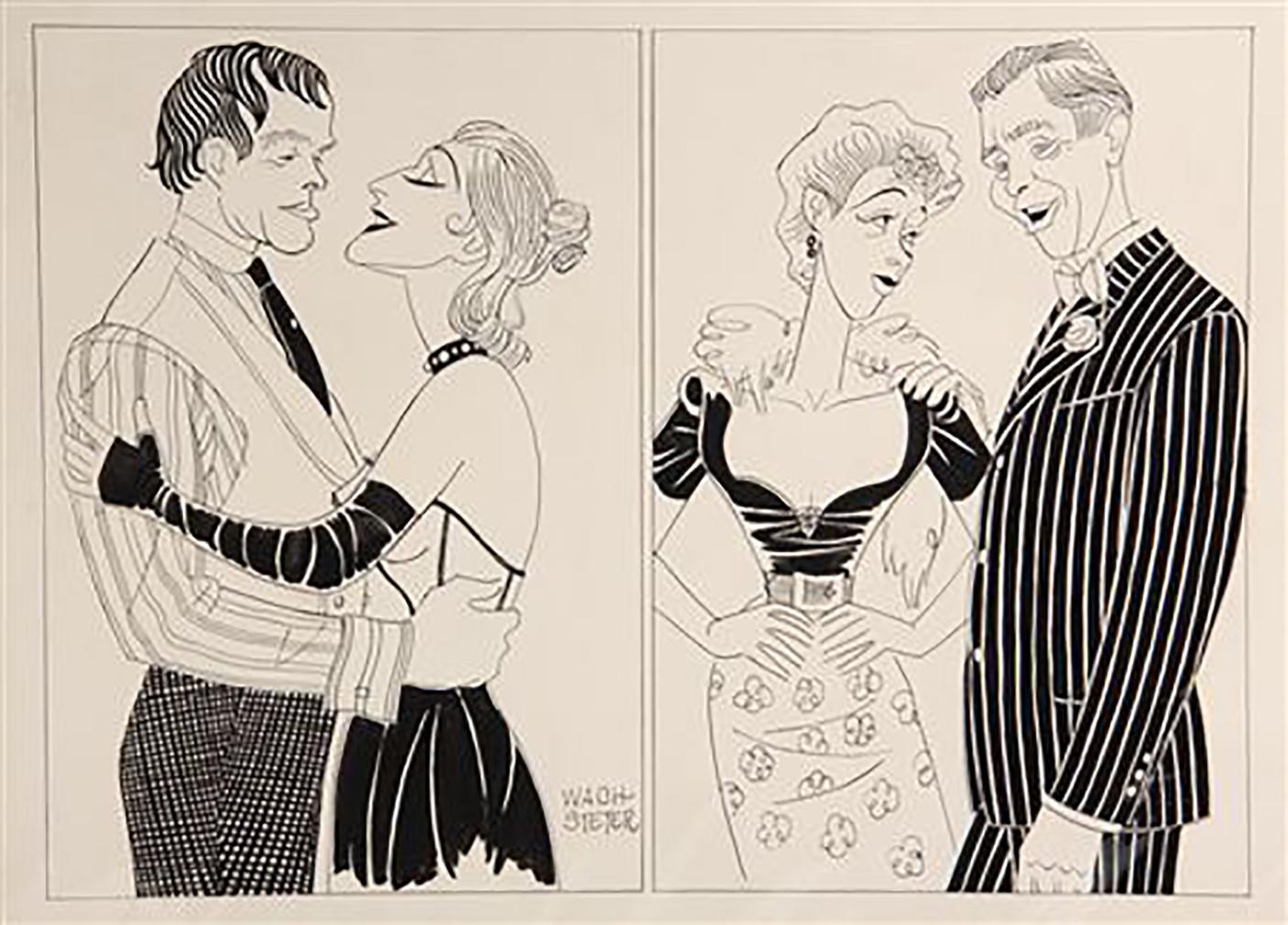 Figurative Art George Wachsteter - Double ensemble de caricatures pour "Three Penny Opera" et "The Iceman Cometh"