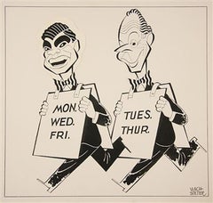 Caricatures of Bert Parks and Dan Seymour