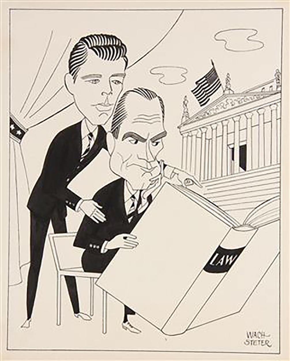 George Wachsteter Figurative Art – Caricature-Deckel entworfen von E. G. Marshall und Robert Reed für „The Defender“