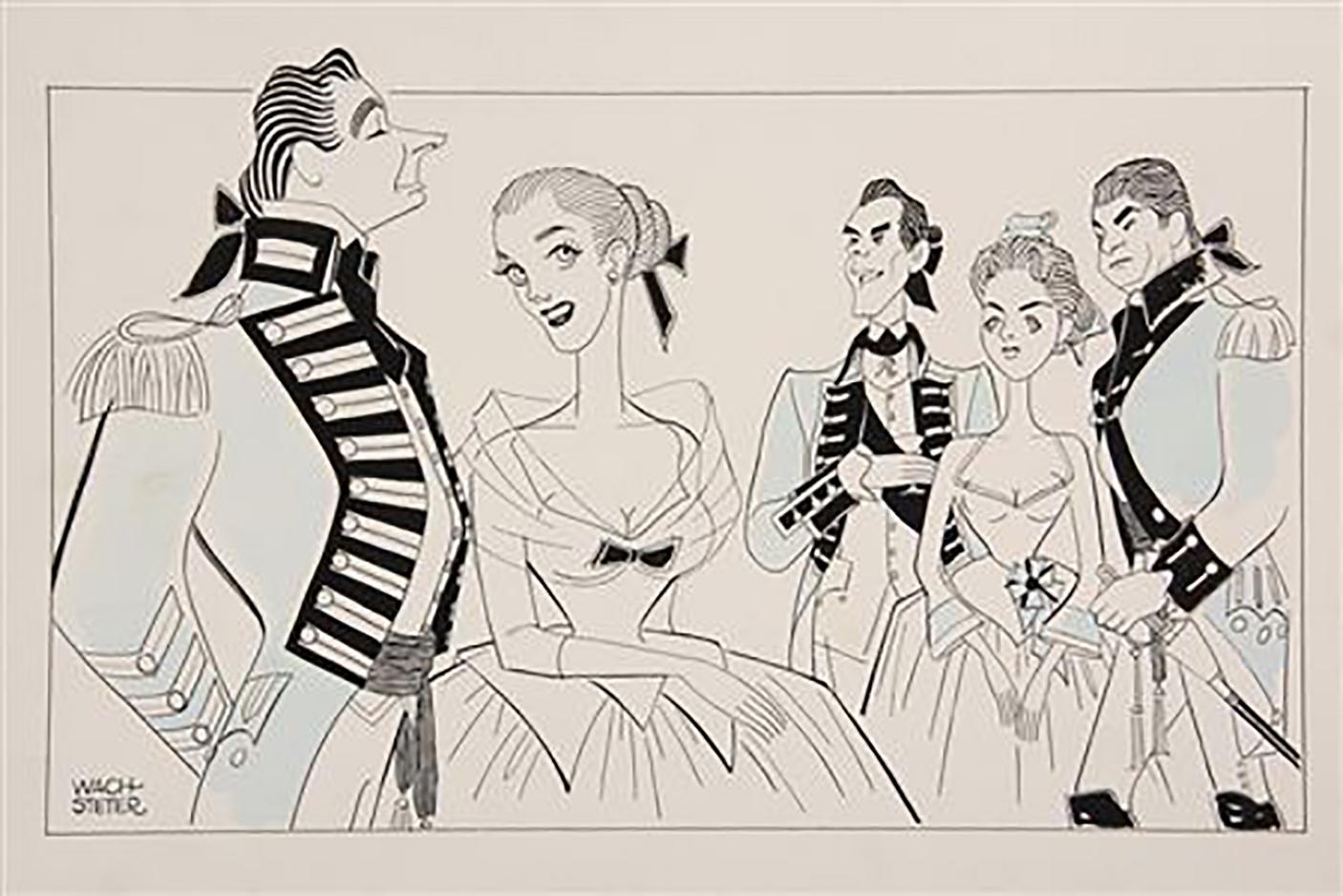 Figurative Art George Wachsteter - Production de Broadway de 1957, « Small War on Murray Hill »
