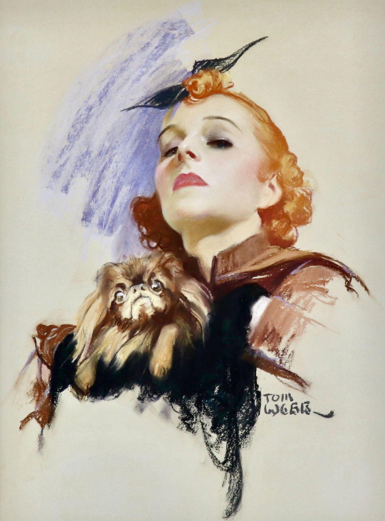 Thomas Webb Portrait - Woman with Dog, Saturday Evening Post Cover
