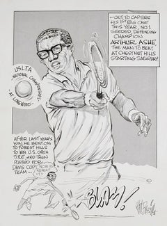 King Arthur of the Court - Cartoon of Tennis Player Arthur Ashe