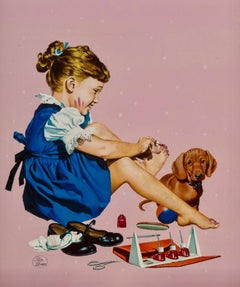 Vintage Painting Her Toenails, American Weekly Magazine Cover