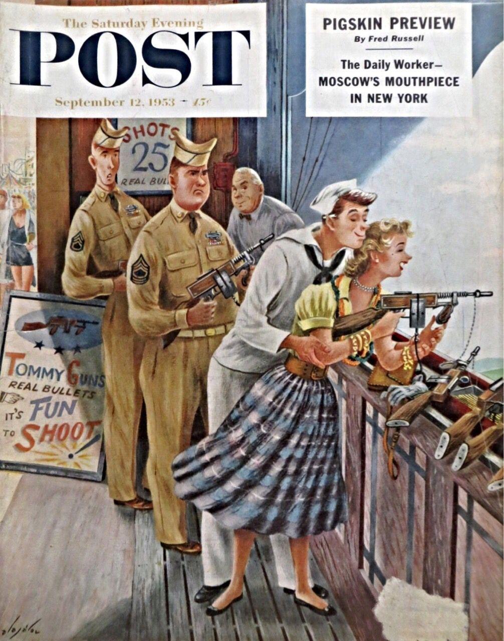 Shooting Gallery, Saturday Evening Post Cover - Art by Constantin Alajalov