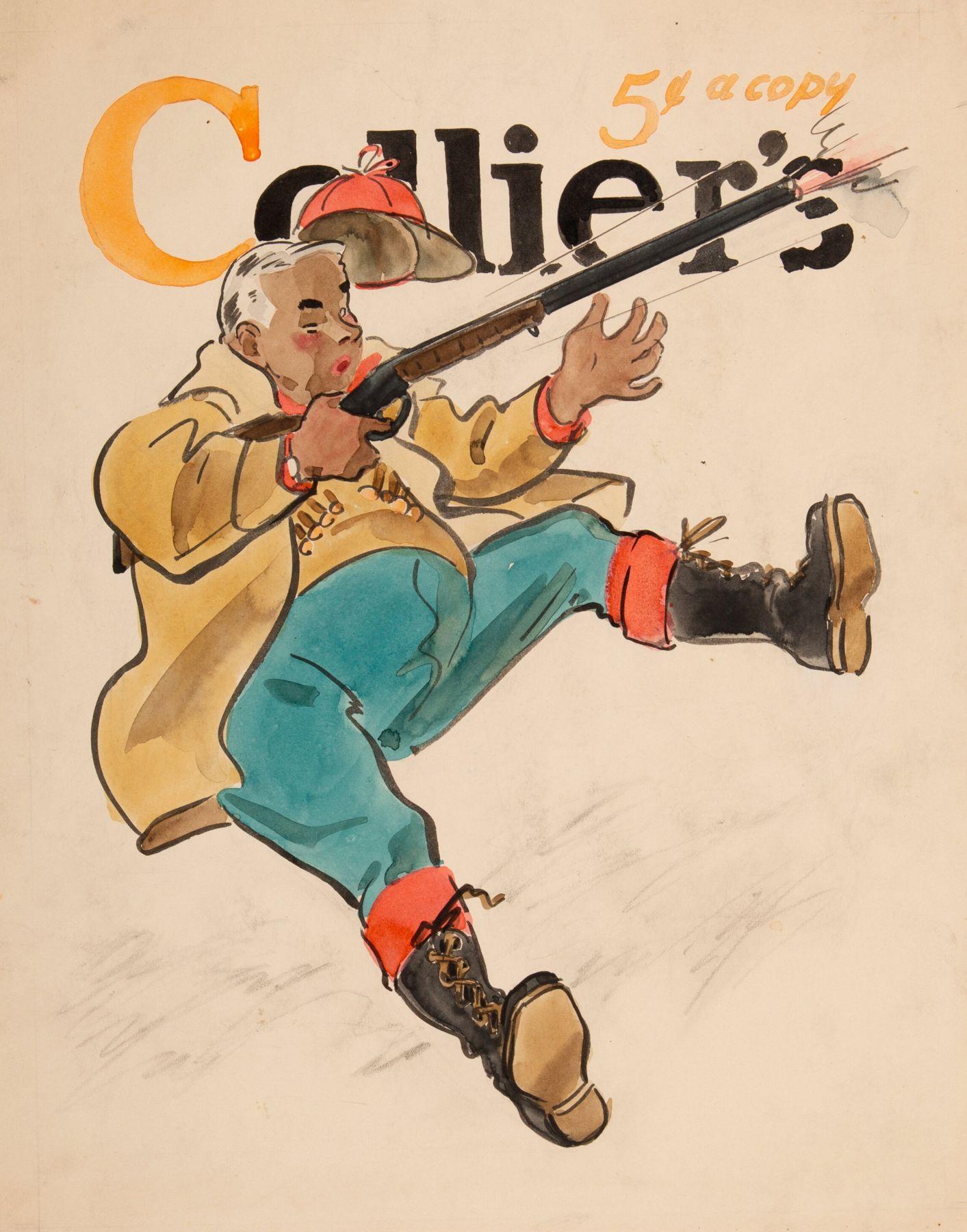 Earl Oliver Hurst Figurative Art - Preliminary Cover, Collier's Magazine
