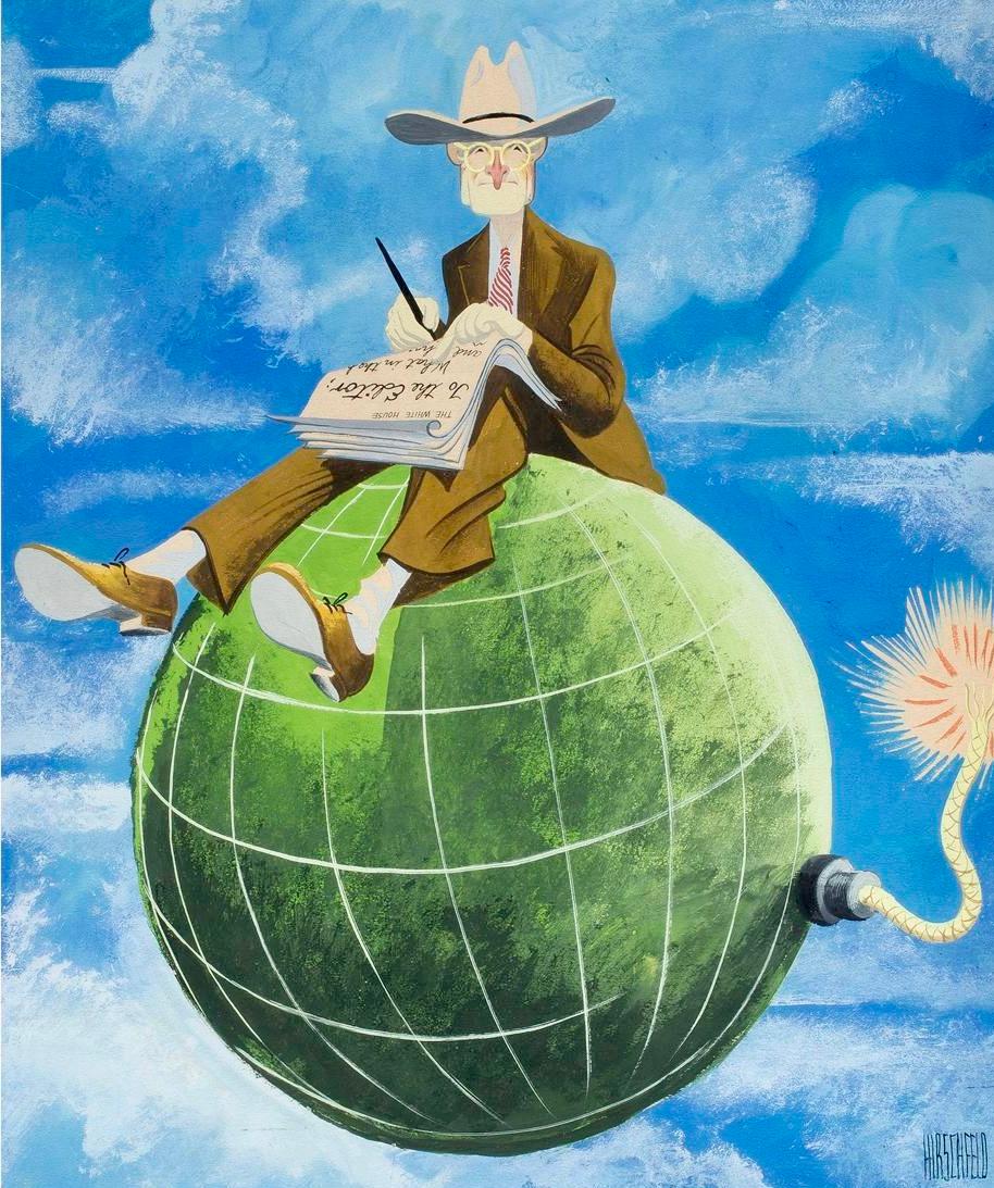 Albert Al Hirschfeld Figurative Art - Harry Truman: I'm Sitting on Top of the World